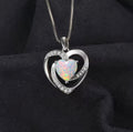 "Celestial Heart" White Opal Pendant – Luxury Edition