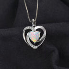 "Celestial Heart" White Opal Pendant – Luxury Edition