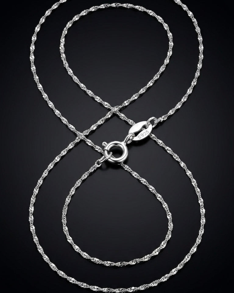 "Singapore Silk" Diamond-Cut Chain – 925 Sterling Silver