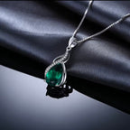 "Royal Emerald" Pear-Cut Pendant – 925 Sterling Silver