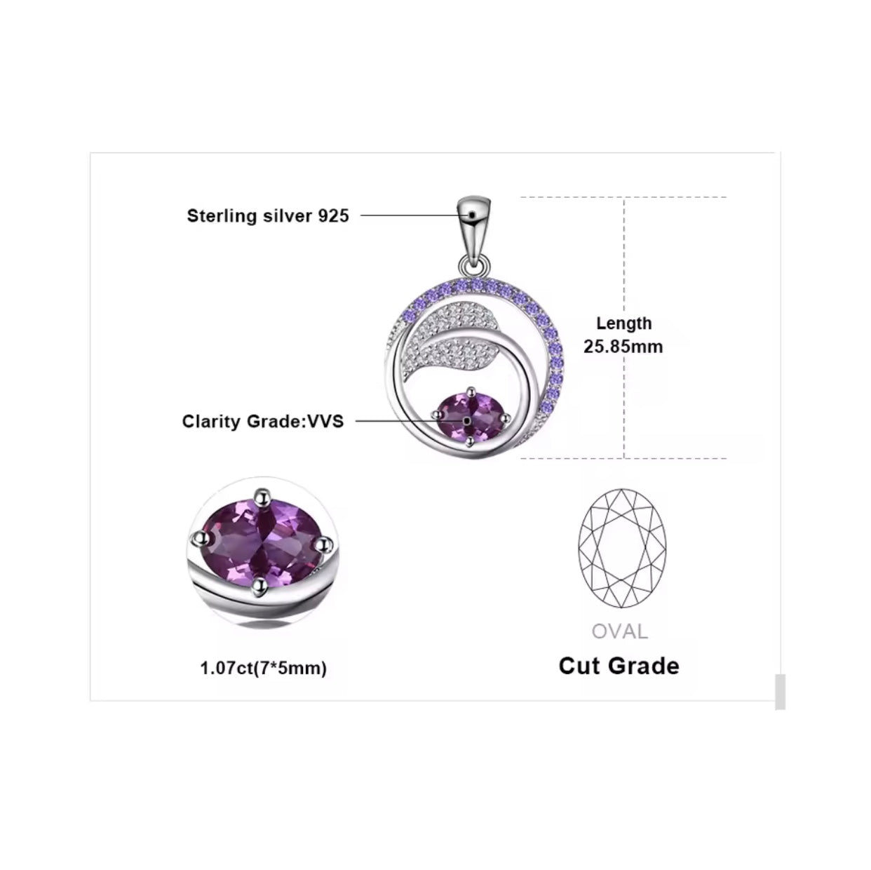 "Mystic Leaf" Alexandrite Pendant – 925 Sterling Silver