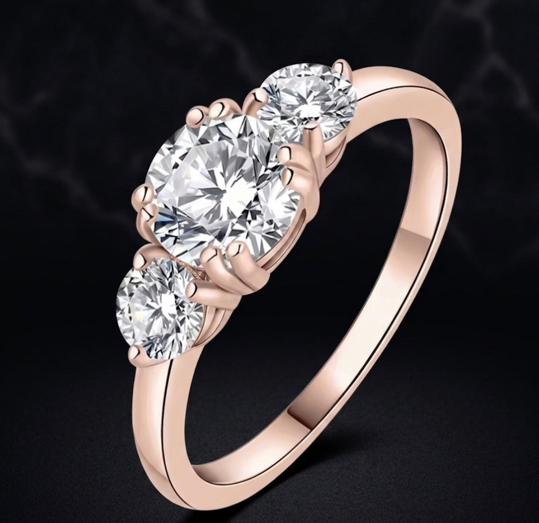 "Eternal Promise" Moissanite Ring – 3-Stone Trilogy Engagement Ring in 925 Silver