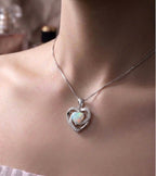 "Celestial Heart" White Opal Pendant – Luxury Edition