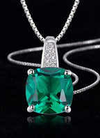 "Royal Trio" Cushion-Cut Pendant – Emerald, Ruby & Sapphire Edition