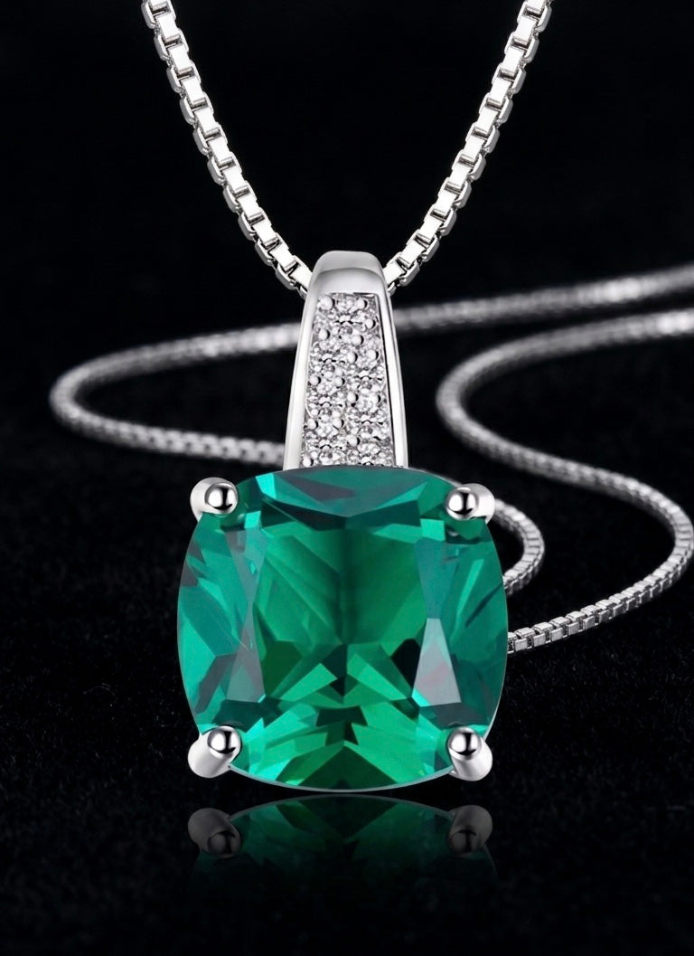 "Royal Trio" Cushion-Cut Pendant – Emerald, Ruby & Sapphire Edition