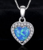 "Ocean Heart" Blue Opal Pendant – 925 Sterling Silver
