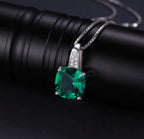 "Royal Trio" Cushion-Cut Pendant – Emerald, Ruby & Sapphire Edition