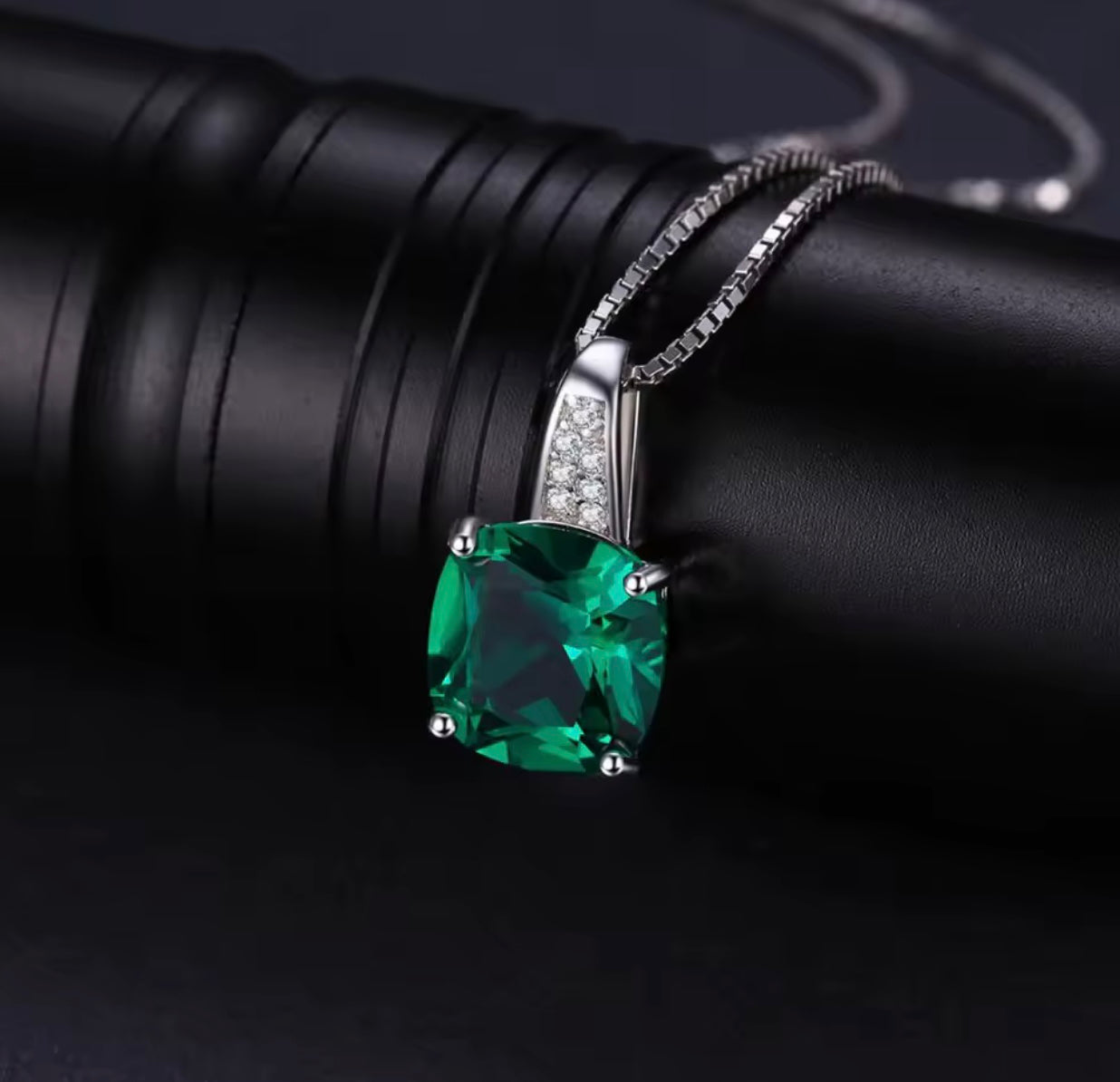 "Royal Trio" Cushion-Cut Pendant – Emerald, Ruby & Sapphire Edition