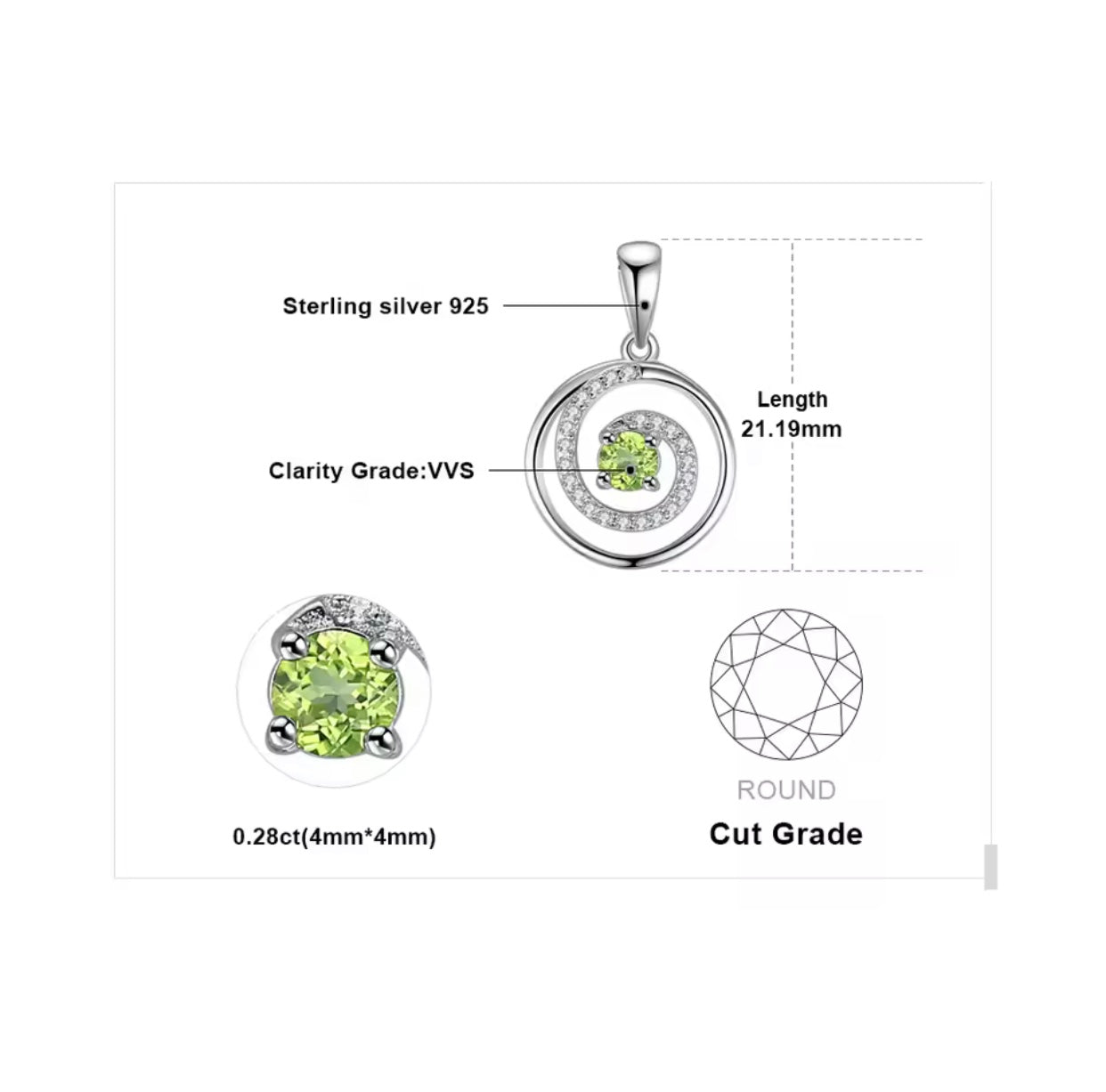 "Peridot Aura" Circular Pendant – 925 Sterling Silver