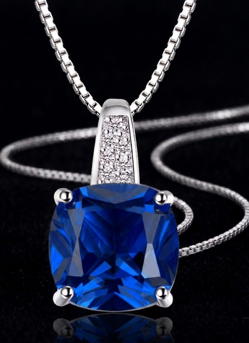 "Royal Trio" Cushion-Cut Pendant – Emerald, Ruby & Sapphire Edition
