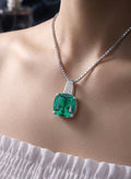 "Royal Trio" Cushion-Cut Pendant – Emerald, Ruby & Sapphire Edition